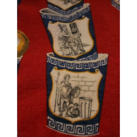 Nick & Nora Greek Coffee Cup NYC Flannel Fabric 2.4 Yds Red Bagels Anthora Print - Picture 7 of 8